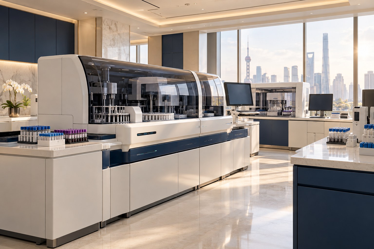 Illustrative Automated clinical laboratory; not a photograph of StarKids Children’s Hospital
